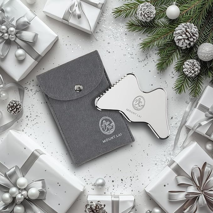 Mount Lai The Vitality Qi Stainless Steel Gua Sha Contour Tool - Face & Body Guasha Tools for Self-Care, Sculpting, Puffiness Relief & Muscle Tension Massage