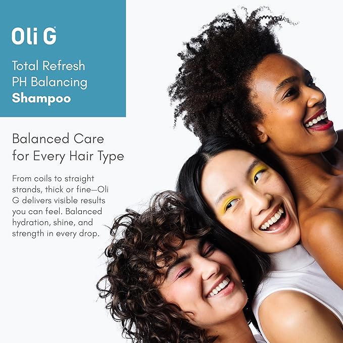 Oli G Total Refresh pH Balancing Shampoo – Lightweight Daily Cleanser for All Hair Types – With Marula Oil, Shea Butter & Quinoa Protein – Hydrating, Anti-Frizz Formula – 10.1 fl oz