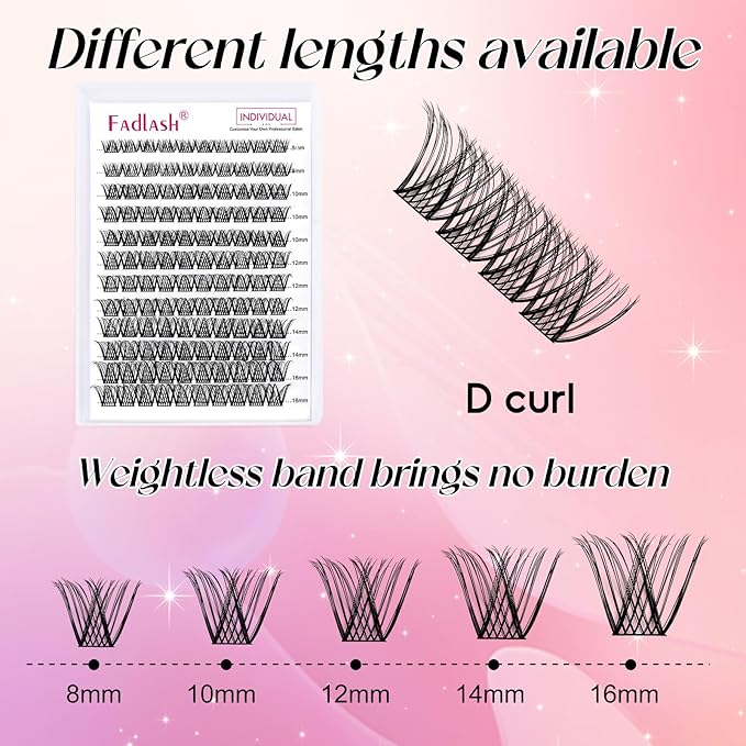 Lash Clusters DIY Eyelash Extensions 120 Clusters Lashes D Curl 0.07 Natural Individual Lash Extensions Mixed Tray False Eyelashes Soft & Strong Thin Band DIY at Home (F30-0.07D, 8-16mm)