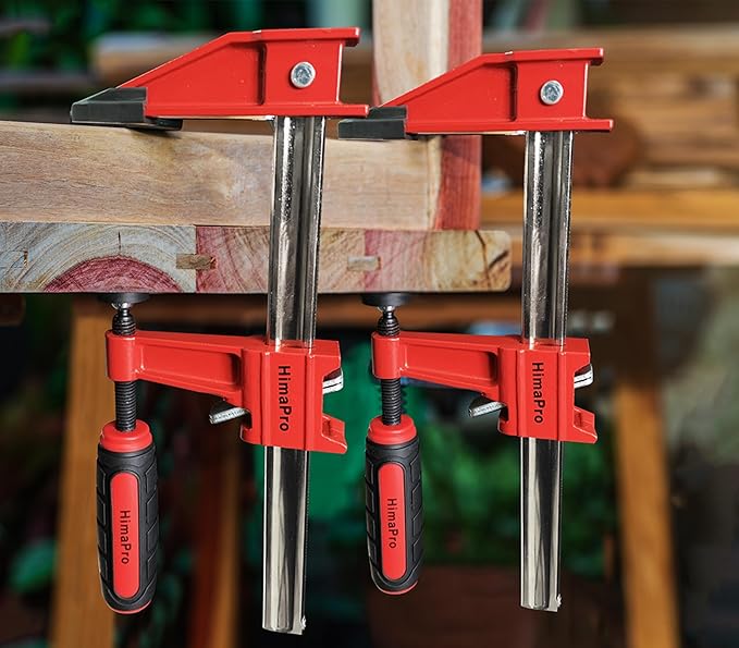 HimaPro 12 Inch Bar Clamp Set, 4 Pack 600 lbs Load Limit Medium Duty Quick Release Steel F Clamp, Ideal for Woodworking, Metalworking, and DIY Projects