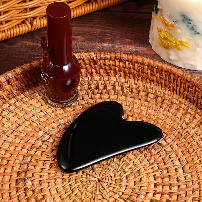 rosenice Gua Sha Facial Tools Black Guasha Tool Gua Sha Jade Stone for Face Skincare Facial Body Tensions Reduce Puffiness Festive Gifts