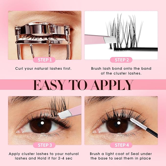 FADLASH Lash Clusters 2 Pairs Clusters DIY Eyelash Extensions False Eyelashes with Natural Wispy and Fluffy Effect Reusable Eyelash Clusters Self Application at Home(806-TP01)