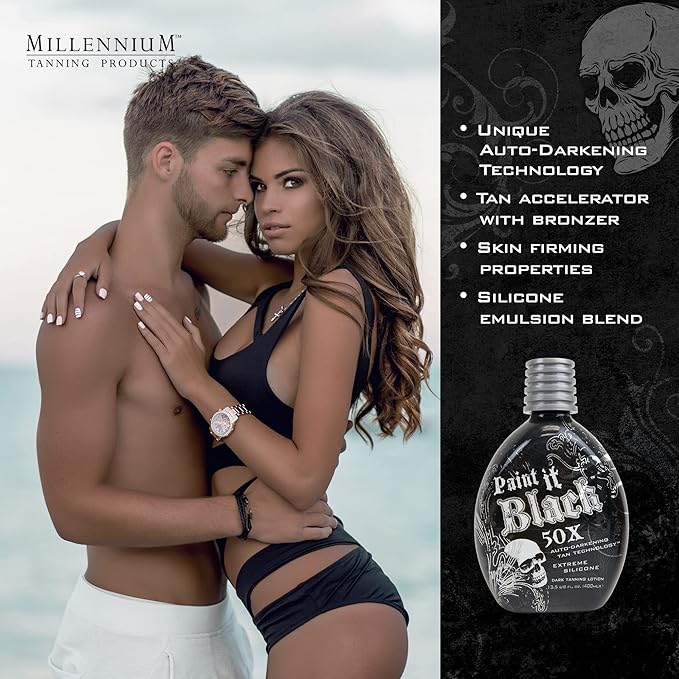 LOT of 2 Millennium PAINT IT BLACK 50X Bronzer Indoor Dark Lotion Tanning Bed by Millennium Tanning Products