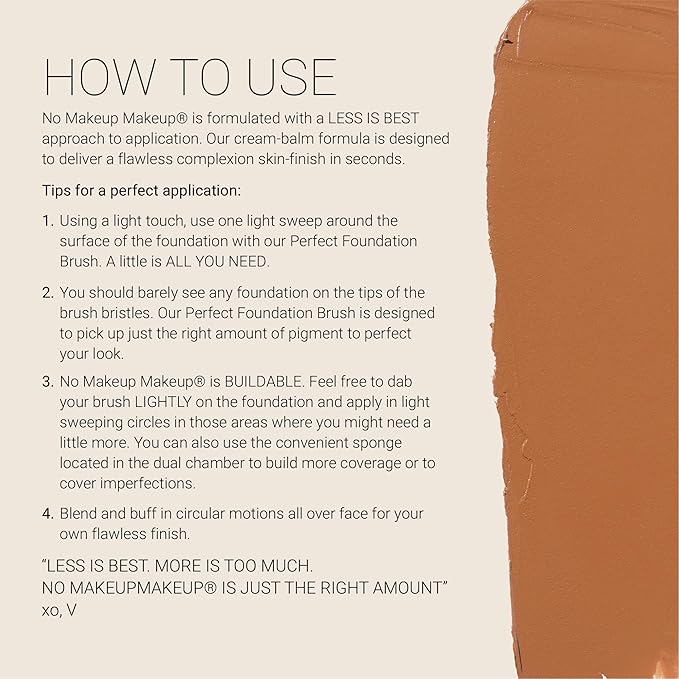 Foundation by No Makeup Makeup | Conceal & Correct with Long-Lasting, Buildable Formula & Lightweight Soft Finish | Cruelty-Free, Vegan, Fragrance-Free | Golden Tan