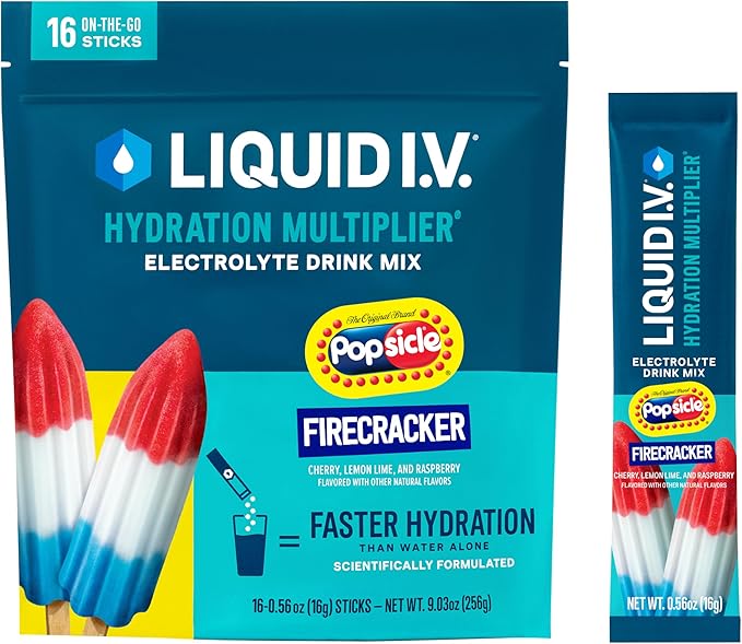 Liquid I.V.® Hydration Multiplier - Popsicle Firecracker | Electrolyte Powder Drink Mix | 1 Pack (16 Servings)