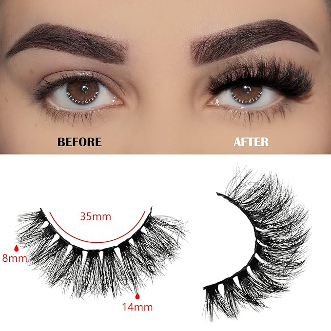 FARRED Mink Lashes Short Fluffy Eyelashes Wispy Natural Eyelash Pack Full Volume Lash Strips 10 Pairs Wispies Fake Strip Lashes Natural Look False Eye Lash Russian Looking for Everyday Makeup (Z03)