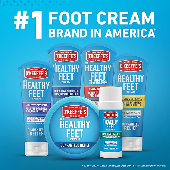 O'Keeffe's for Healthy Feet Foot Cream - 6.4 oz Jar (1 Pack) - Guaranteed Relief for Extremely Cracked, Dry Feet, Repairing Skincare, Instantly Boosts and Retains Moisture Levels