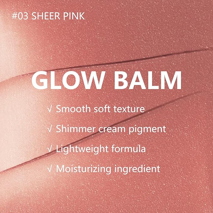 KYDA Miracle Glow Balm, Glow Tinted Blush Balm, Multiuse Face Balm for Cheek Lips Eyes, Hydrating Cream Blush, Blendable Lightweight, Shimmer Blusher, Sheer Pink, 1.76 oz