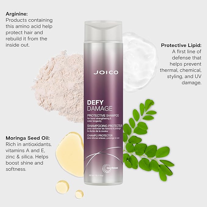 Joico Defy Damage Protective Shampoo | For Color-Treated Hair | Strengthen Bonds & Preserve Hair Color | With Moringa Seed Oil & Arginine | 10.1 Fl Oz