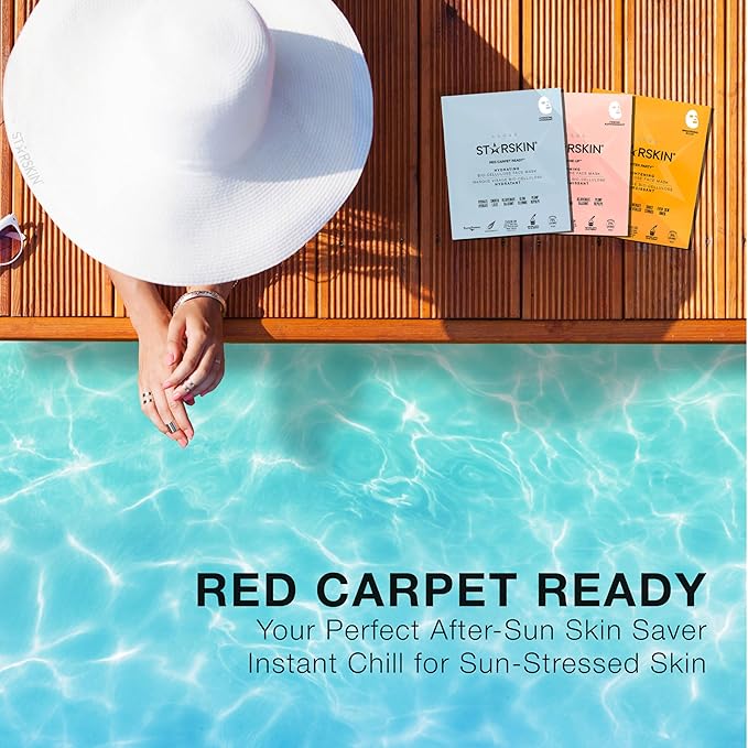 STARSKIN Red Carpet Ready Bio-Cellulose Face Mask – 1 Pack, Hydrating Face Mask for all Skin Types, Instant Hydration & Glass-Skin Glow, Revitalizing and Moisturizing, Korean Skincare