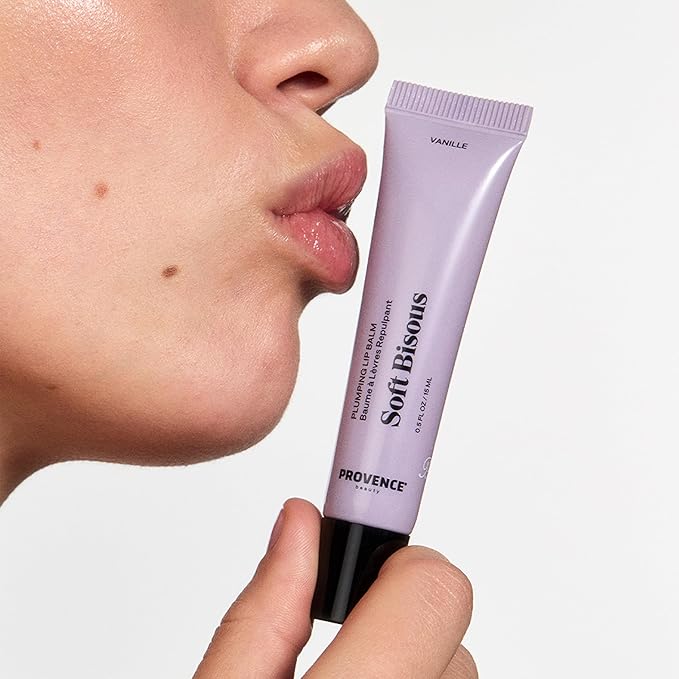 Provence Beauty Soft Bisous Plumping Lip Balm – Hydrating Lip Care Treatment with Tripeptide-1, Hyaluronic Acid & Shea Butter – Anti-Aging Lip Balm that Smooths, Softens & Plumps Dry Lips – 0.5 fl oz