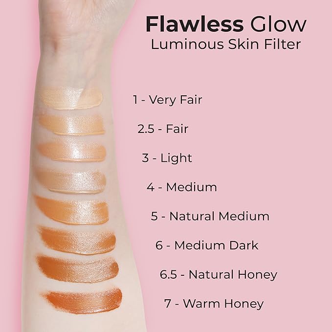 MCoBeauty - Flawless Glow Luminous Skin Filter - Natural Medium Shade - 4-in-1 Multi-Use Formula that Contains Squalane - Includes Doe Foot Applicator - Liquid Illuminator