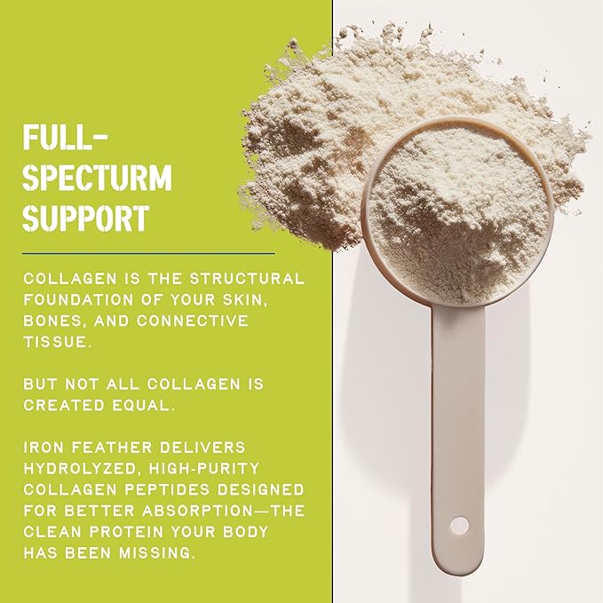 Iron Feather Collagen Powder | Unflavored | Multi-Collagen Protein with Vitamin C | Supports Joints, Tendons, Recovery, Skin, Hair and Nails | 10g Protein per Scoop | Clean and Functional Nutrition