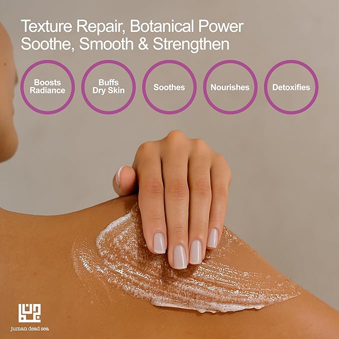 Juman Dead Sea Minerals Nourishing Body Scrub Set | Infused with Essential Oil & Nutrients | Dead Sea Salt Scrub Kit | SlS & Paraben Free | Vegan | Pack of 3