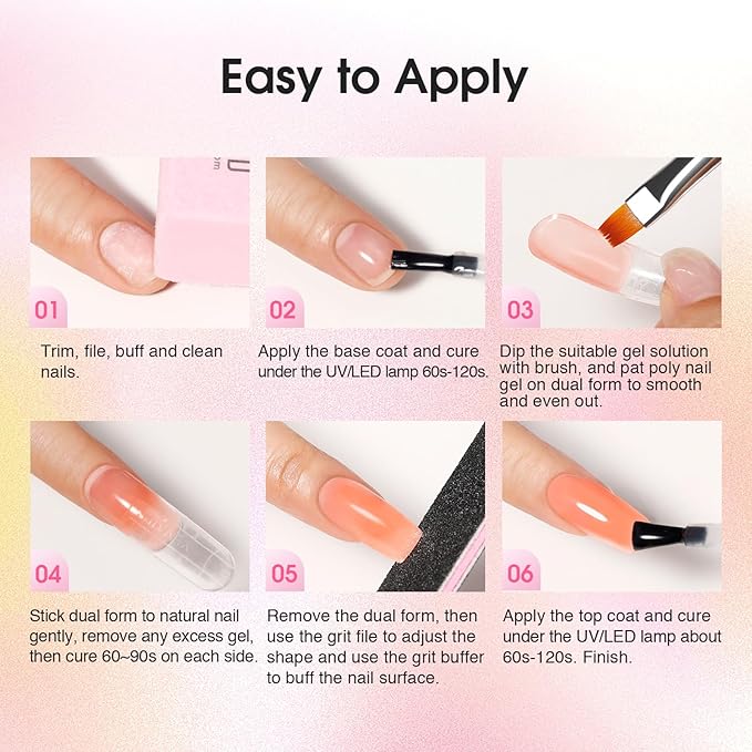 ROSALIND Poly Nail Gel Kit for Beginners - 28 Colors Extension Gel Set with UV/LED Nail Lamp, 72 Accessories (Base/Top Coat, Nail Forms, Tools), Long Lasting Salon Kit for DIY Manicure