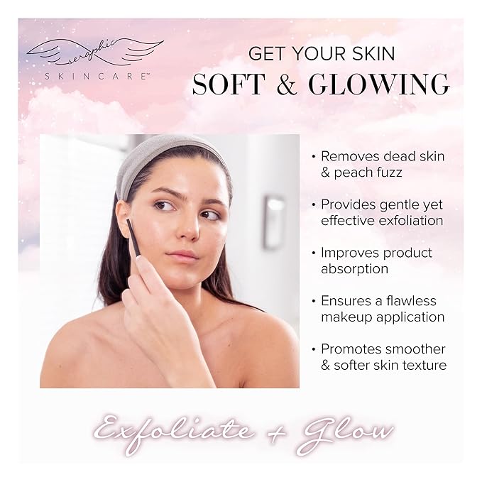 Seraphic Skincare Exfoliating Facial Razors Blades (3pc) – For Eyebrows, Peach Fuzz & Exfoliation – Dermaplane Face Razor for Women Face – Wheat Straw Handle & Swedish Stainless Steel Blades