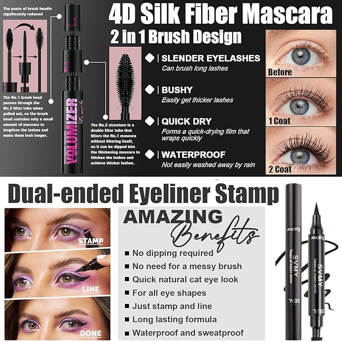 All in One Makeup Kit,Includes Naked Eyeshadow Palette,Liquid Foundation,Lipstick Set,Mascara,Makeup Brush,Makeup Sponge,Eyebrow Pencil,Eyebrow Soap,Eyeliner Stamp, Primer,Contour Stick,Cosmetic Bag