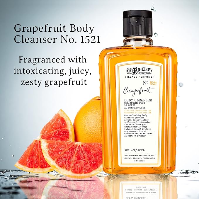 C.O. Bigelow Grapefruit Body Wash, Village Perfumer Moisturizing Body Wash with Aloe Vera, 10 Fl Oz