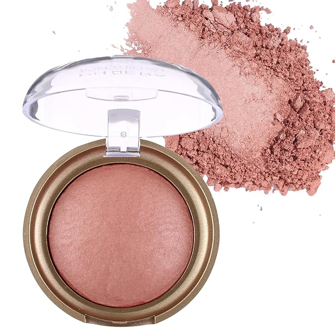 Baked Blush, Marbleized Blush for Cheeks, Shimmery Satin Finish Blushes Powder Palette, Buildable Color Natural Face Makeup Powder