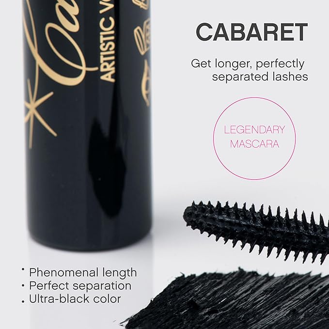 Vivienne Sabó Classic Mascara Cabaret – Volume and Length Tubing Mascara for Defined Everyday Lashes, Clean, Smudge-Resistant, Cruelty-Free, Blackest Black, Made in Italy, 0.3 fl oz