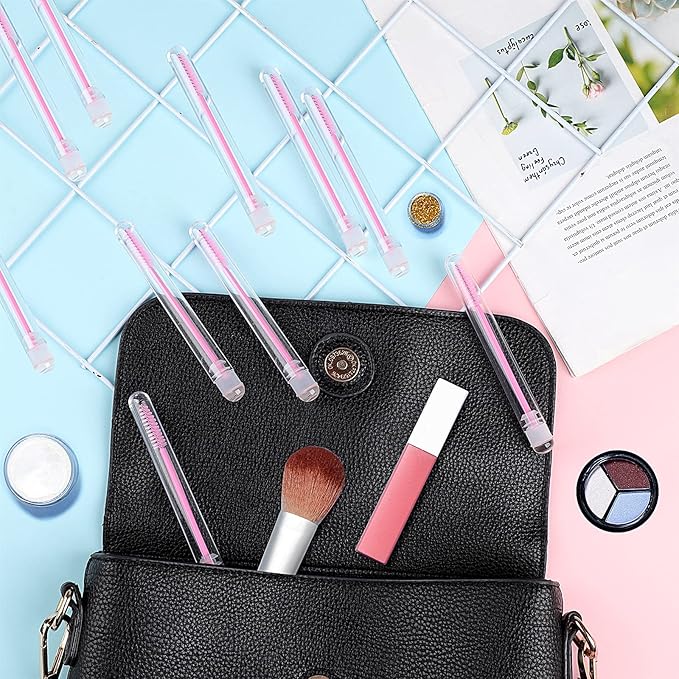 20 Pieces Disposable Mascara Brushes Eyelash Brush Wand Diamond Mascara Wands with Tube Makeup Tool Lash Spoolies Sanitary Brushes Lash Extension Supplies (Tube Sky Pink 20)