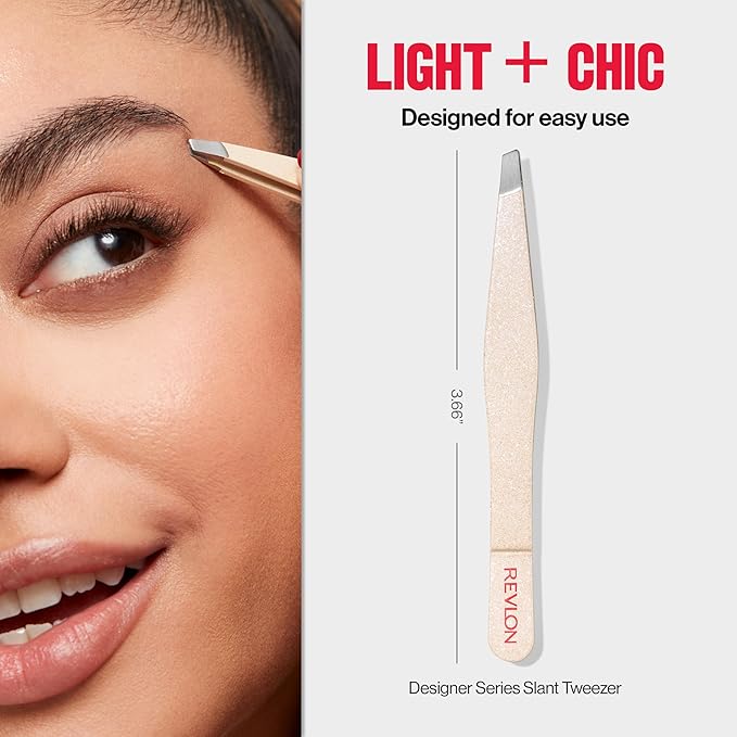 Revlon Designer Series Slant Tweezer, High Precision, Made With Long Lasting Stainless Steel, 1 Count