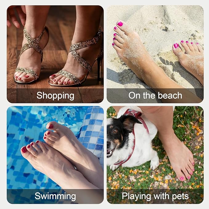 Vansiho Press on Toenails Short, White French Tips Toenail Press on Square for Women, Soft Gel Fake Toe Nails, Acrylic Nails Soak off Toe Nail Home DIY 15 Sizes