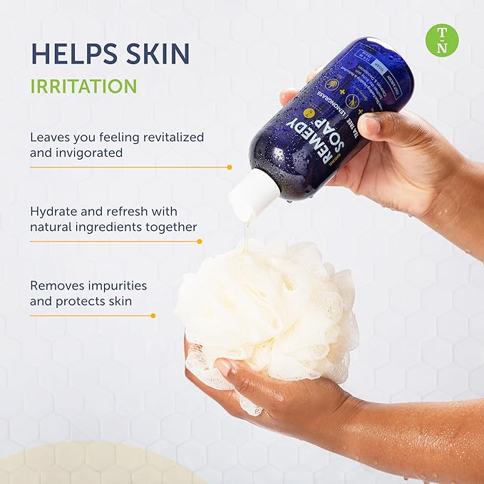 Truremedy Naturals Tea Tree Oil & Lemongrass Body Wash – 12 oz Natural Antifungal Shower Gel for Skin Irritations – Organic Oils, No Sulfates – Refreshing, Moisturizing Soap for Men & Women