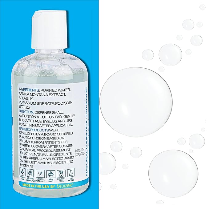 Arnica Montana Micellar Cleansing Water, Facial Cleanser & Makeup Remover, Suitable for All Skin Types, Use for Natural Lymphatic Drainage, Reduces Face Puffiness, Daily Skin Care, 8 Fl Oz