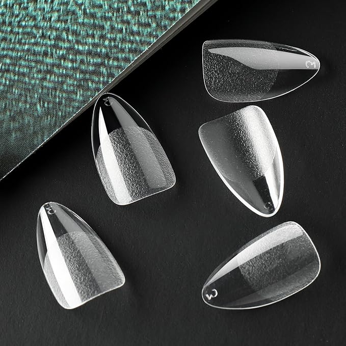 UNA GELLA Short Almond Nail Tips, 312pcs Short Almond Gel Nail Tips Shape Pre Etched Press On Nails Clear Acrylic Fake Nails No C Curve for Full Cover Nails Extension Home Art DIY Salon 12 Sizes
