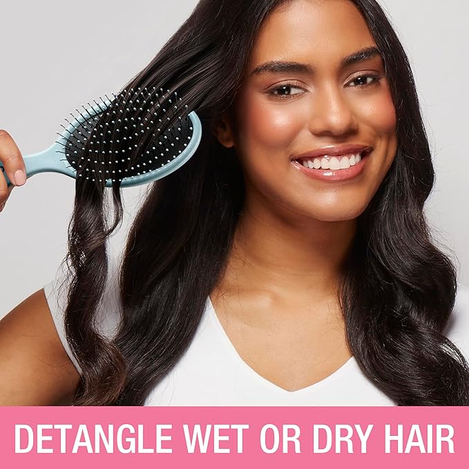 Conair Detangling Hair Brush Set 3 Pack, For Wet, Dry and All Hair Types, Detangling Brushes for Women, Glitter Silver, Blue, Pink