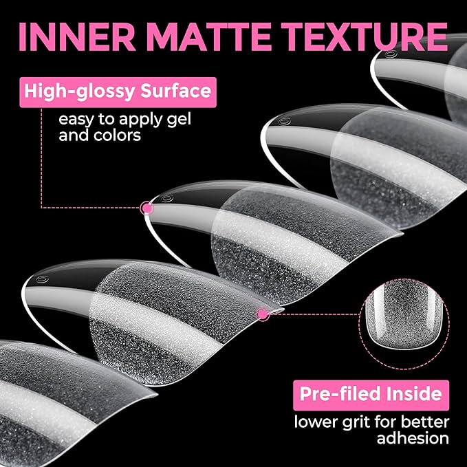 UNA GELLA Medium Oval Fake Nails Pre-Shape 216pcs Round Gel Nail Tips Press on Nails for Full Cover Acrylic Round Oval Full Nails False Nails 12 Sizes False Soft Gel Tips