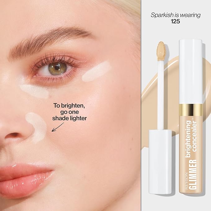 Revlon Glimmer Brightening Concealer, Liquid Under Eye Makeup, Made with Caffeine, Vitamin C, & Stevioside, 125, 0.3 fl oz