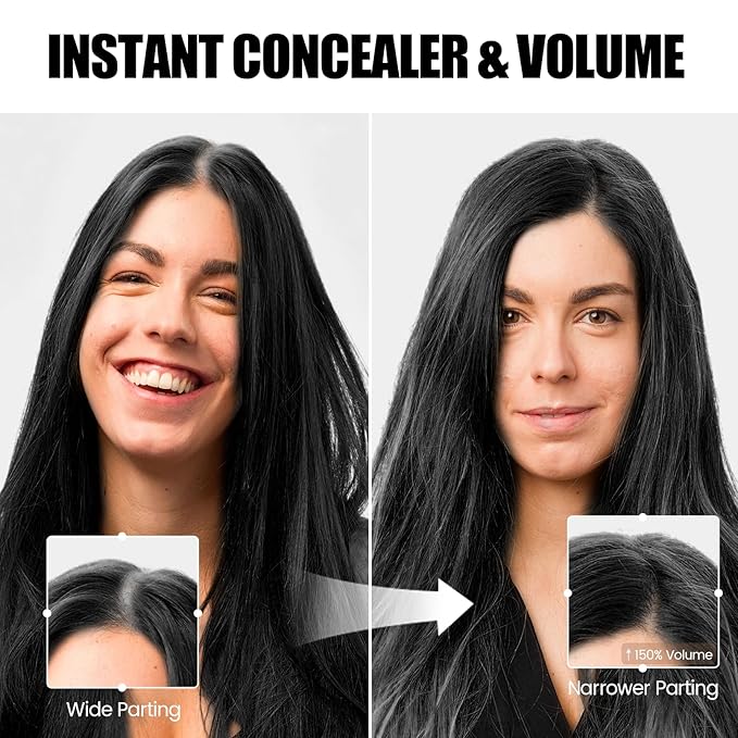 VOLLUCK Hair Thickening Fibers Spray, Temporary Colored Hair Thickener for Root Touch Up Spray, Grey Coverage Root Concealer for Women & Men, | Volumizing & Thickening | Medium Brown