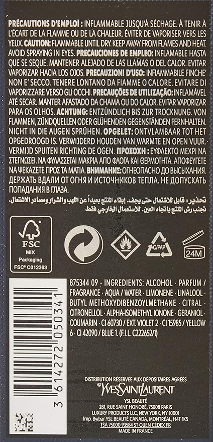 Yves Saint Laurent EDP Spray for Men, 2 Fl Oz
