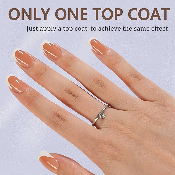 Misssix French Gel Nail Tips, 160Pcs French Tip Press on Nails Short Square Brown, No Need to File Tips Pre-lasting, Fake Nails for Nail Art DIY 16 Sizes