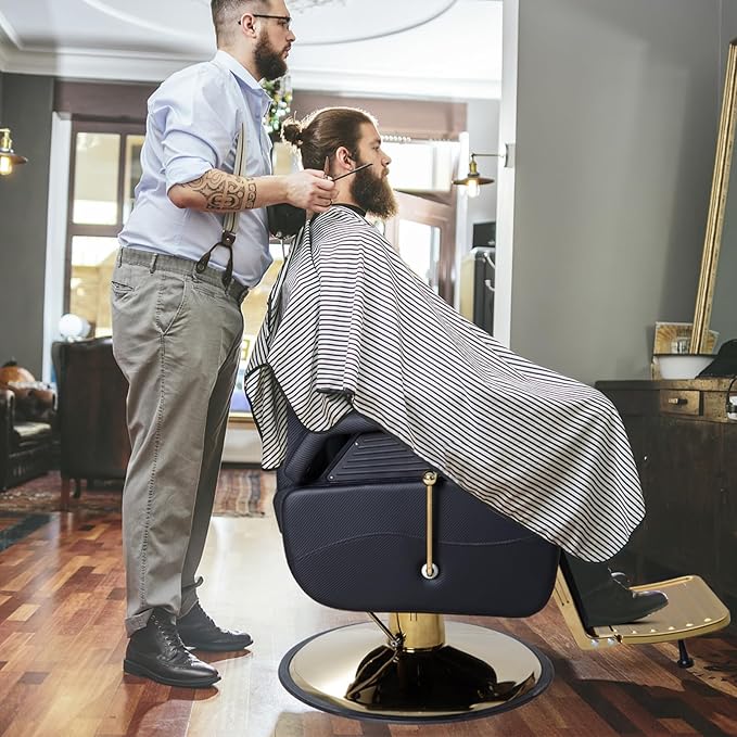 FHFO Barber Chairs for Barbershop, Heavy Duty Hydraulic Barber Chair 360° Swivel Reclining, Adjustable PU Leather Beauty Salon Chair for Barbershop Spa Black/Gold