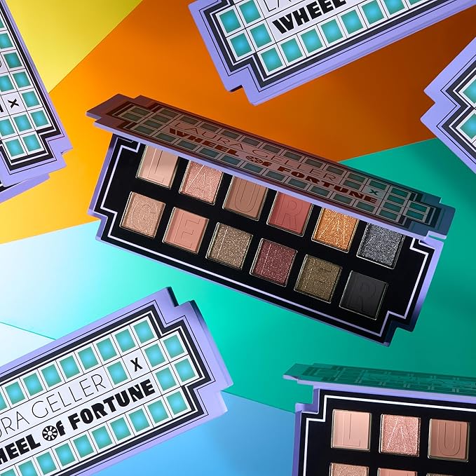 LAURA GELLER NEW YORK Wheel fo Fortune Eye and Cheek Palette Kit - Prizewinnig Eyes Eyeshadow Palette + Face the Day Blush Palette + Dual-Ended Brush