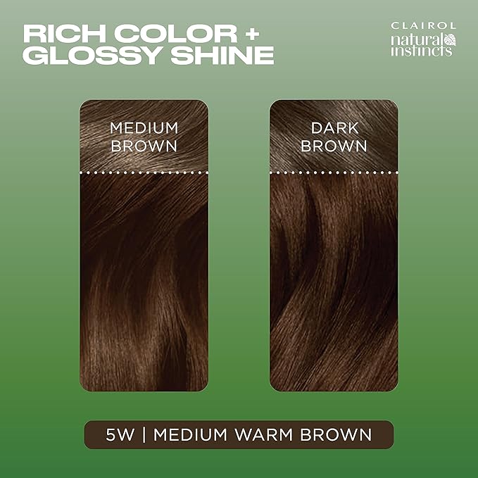 Clairol Natural Instincts Demi-Permanent Hair Dye, 5W Medium Warm Brown Hair Color, Pack of 1