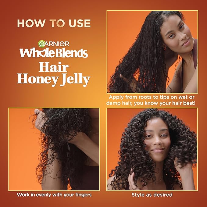 Garnier Whole Blends Hair Honey Jelly for Defining Waves and Curls, Hair Gel for Up to 100HRs Curl Definition, Frizz Control and Deep Moisture, 13.5 Fl Oz, 2 Count