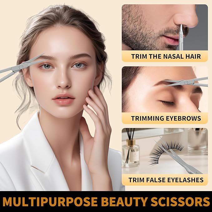 Tweezers for Women Facial Hair, 4 in 1 Eyebrow Kit with Tweezers, Eyebrow Trimmer Scissors, Razor, Style Leather Travel Case, Hair Plucking Daily Beauty Tools