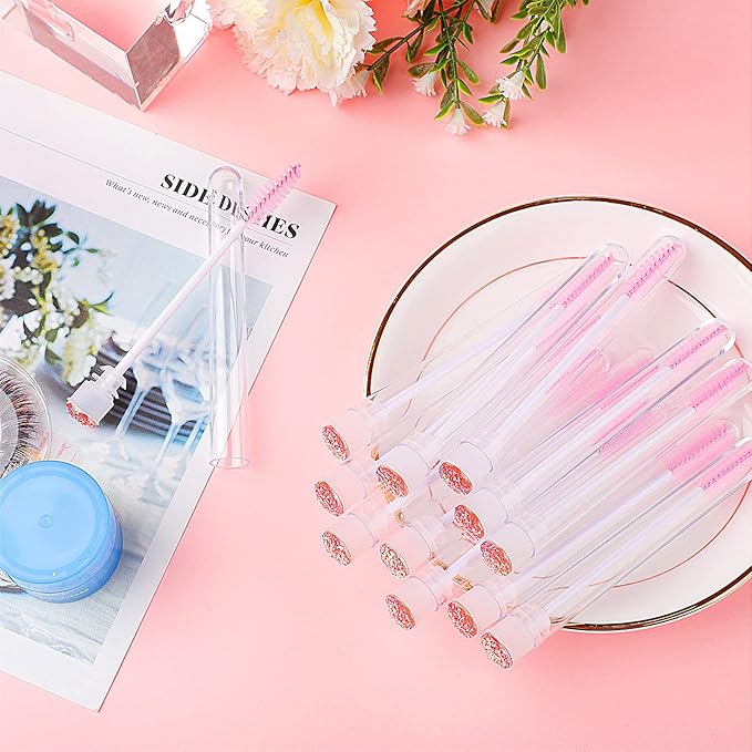 20pcs Eyelash brush Lash Wand Makeup tool Eyelash Extension supplies Cleaning brush Diamond Mascara star l pink