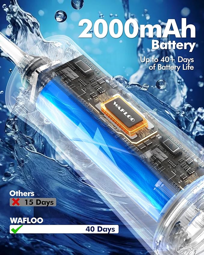 Water Flossers for Teeth - 5 Modes, 6 Flossing Tips, Rechargeable Cordless Portable 300ML Larger Tank Electric Waterflosser Cleaner IPX7 Waterproof Floss Cleaning Teeth Pick for Home Travel