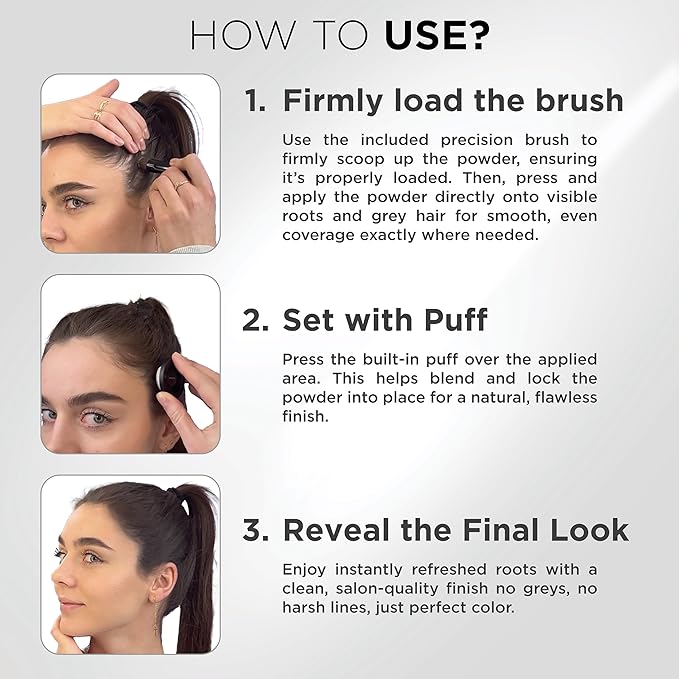 THICK FIBER Root Touch Up Powder - Water & Sweat Resistant Hair Loss Concealer Set for Thinning Hair Women, Includes Brush (Dark Brown)