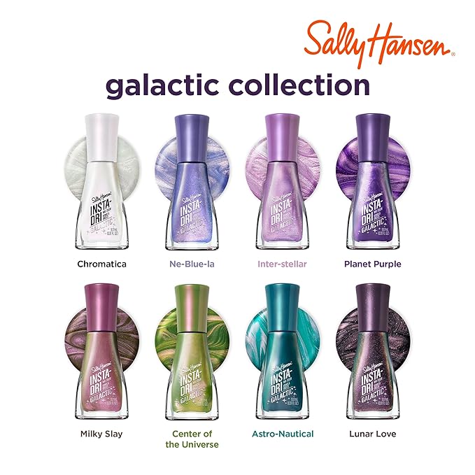 Sally Hansen Insta-Dri Galactic, Astro-Nautical, Quick Dry, Long Lasting, Semi Opaque, Shimmery Blue Nail Polish