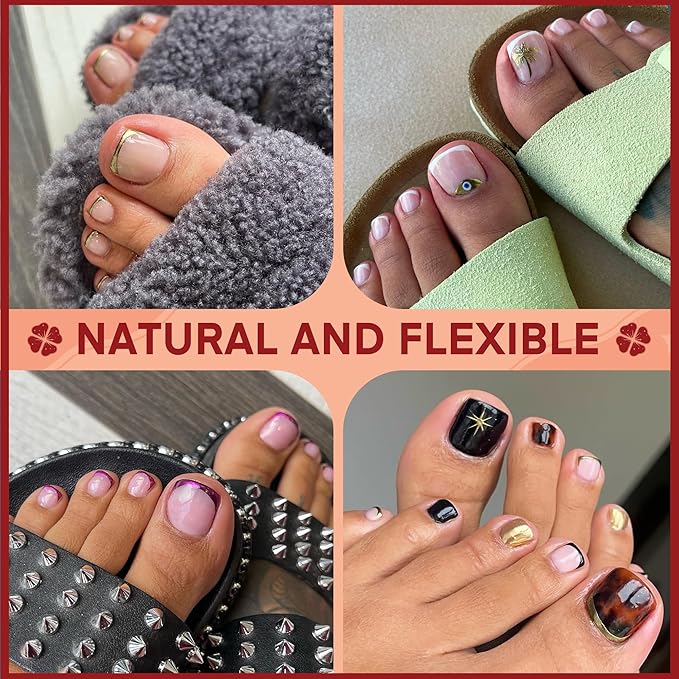 Toe Nails - Big Wide Squoval, Full Cover Matte, Soft Gel, Square & Round, Clear Gel, Soak Off - 360pcs, 15 Sizes, DIY Salon