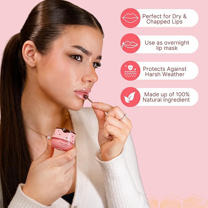 Original My Bee Balm Lip Balm - Strawberry Hydrating Balm Honey Pot for Dry, Chapped & Cracked Lips with Propolis, Honey & Vitamin E - Soften, Smooth & Reduce Lip Lines (Pack of 2)