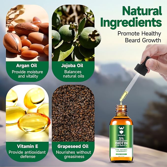 Men's Beard Growth Oil - 5% Biotin, Citrus Serenity Scent, 2 oz (Pack of 10) - Softens, Conditions, No Itch & Dandruff, Ideal Gift
