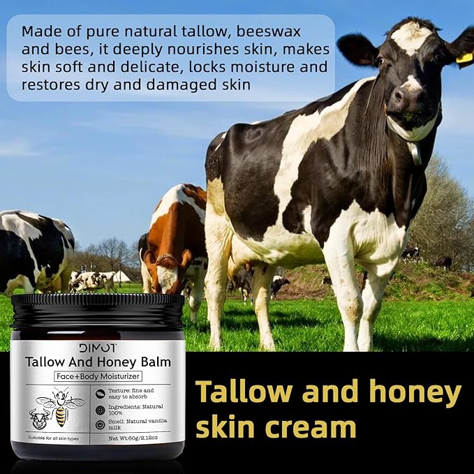 Tallow and Honey Balm for Skin Honey Butter Face & Body Cream For Skin Firming & Hydrating Balm Skin Care Tallow Face Moisturizer Cream (2)