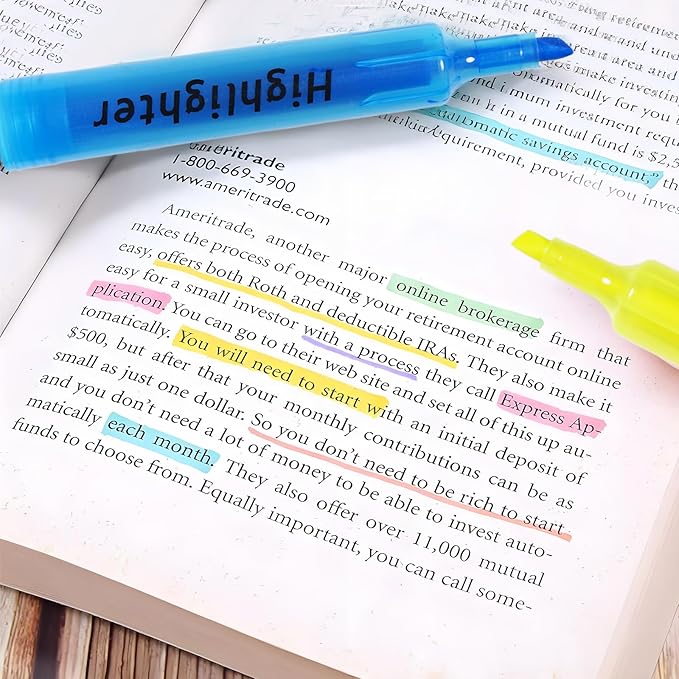 Aesthetic Highlighters 7 Pcs, Tank Style Highlighters Pastel Color, No Bleed Bible Highlighter Assorted Colors, Chisel Tip, Office School Supplies